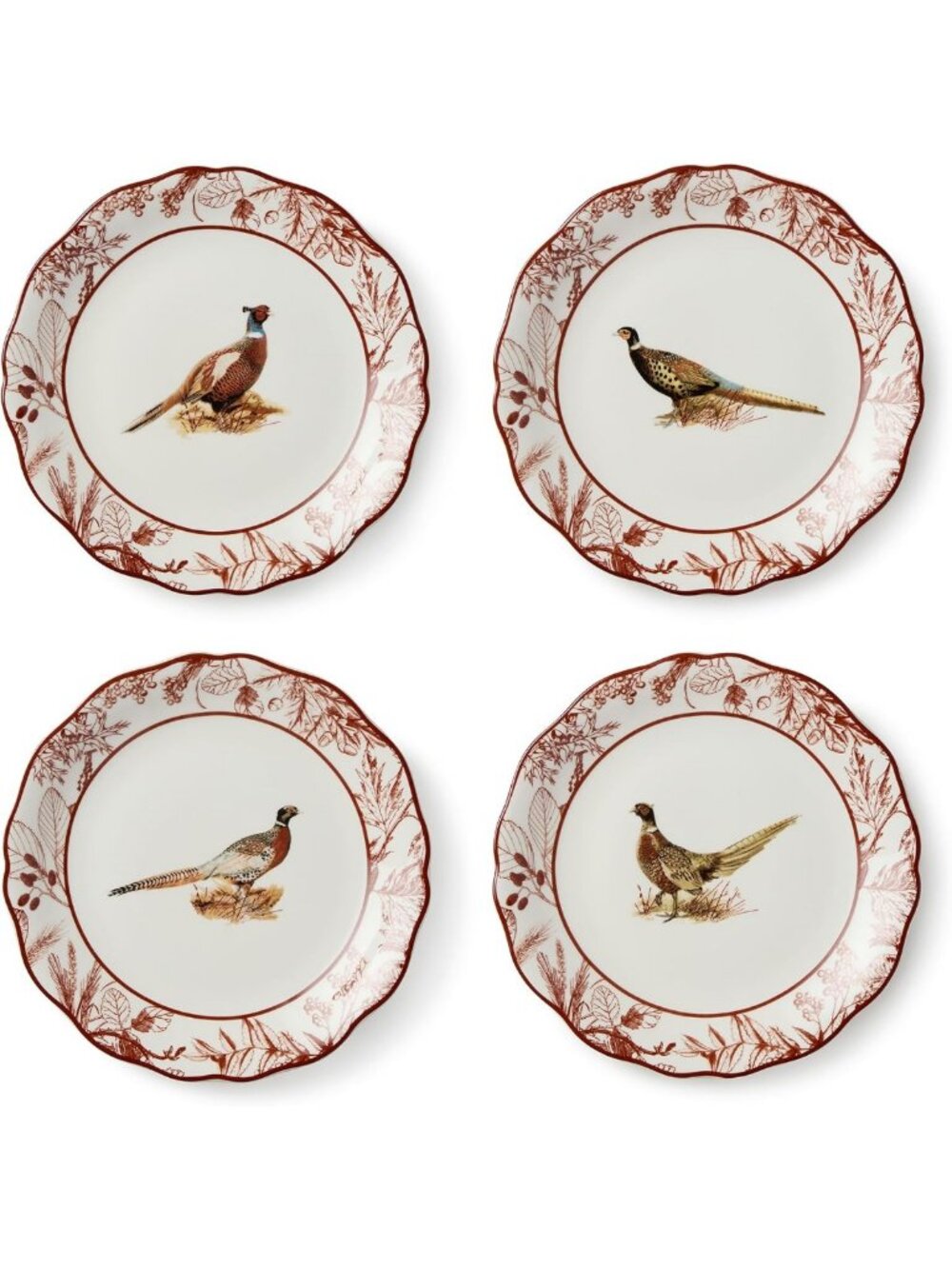 Elegant Pheasant Grove Salad/Dessert Plates Set of 4 - 8" Decorative Tableware